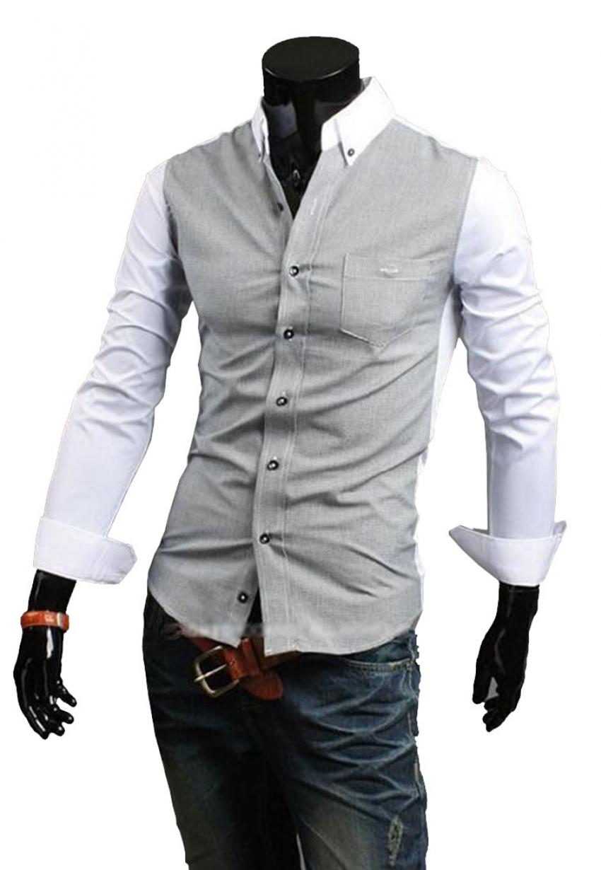 CLEARANCE SALE OF DESIGNER SHIRT IN GREY AND WHITE COLOR